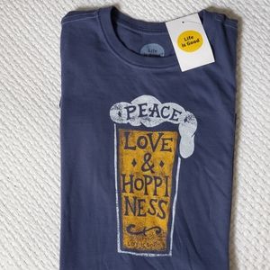 Life Is Good men's crusher tee "Peace, Love & Hoppiness"